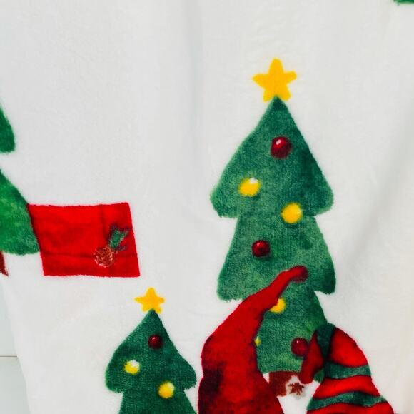 Merry & Bright Gnome and Christmas Tree Throw Blanket, White, 50x70 - Picture 5 of 8